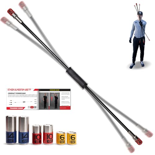 PowerNet Compact Power Bar, Weighted Tube with Interchangeable Weights, Strength Training Shoulder Rehabilitation Aid, Baseball Training Warm Up Cool Down, Increase Strength, Mobility & Flexibility