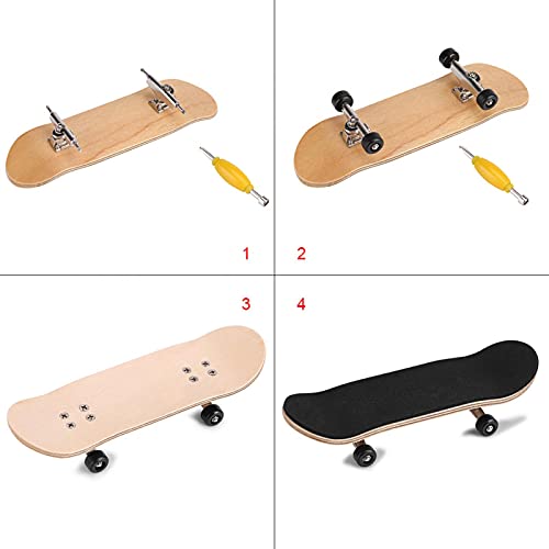 HURRISE Wooden Finger Skateboard for Kids Adults - Mini Maple Alloy Fingerboard Stress Relief Toy Black Gift Box, Finger Board - color: Black