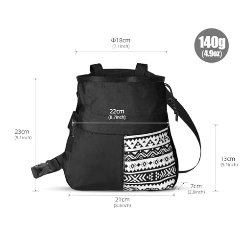 RiToEasysports Chalk Bag, Large Capacity Mountaineering with Trapezoidal Bottom Holds with Dual Hanging Points for Outdoor Sports - size: Large Black