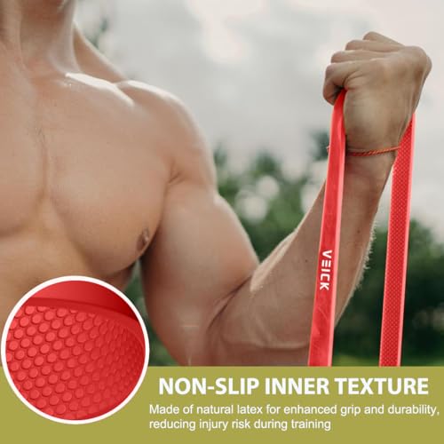 VEICK Pull Up Assist Resistance Bands for Home Gym | 100% Natural Latex, Non Slip Leather Texture, Space Saving, Versatile for Full Body Training, Home Gym - color: Colorful Set of 5 + Hand Grip Pads