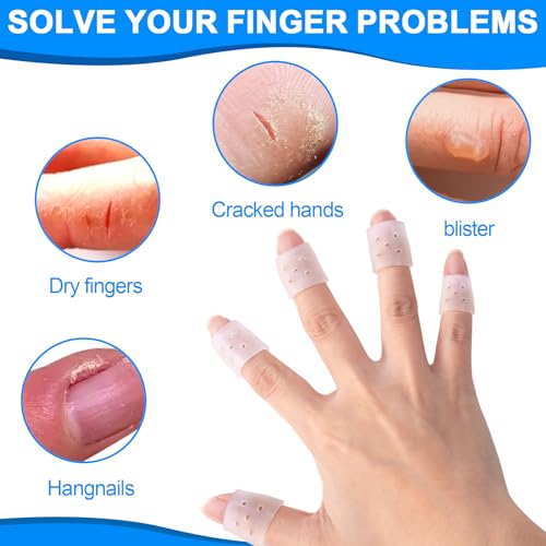 PAGOW 12pcs Finger Covers for Skin Picking, Stop Nail Biting Finger Guard | Reusable Breathable Silicone Anti Skin Picking Finger Gloves for Nail Biting Prevention, Cuticle Protection, Cracked - Clear - size: style1,clear,12pcs