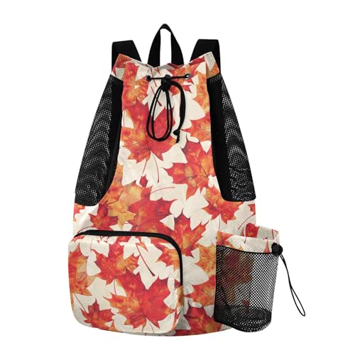 Drawstring Bags Climbing Gym Bag With Pockets Pull String Back Pack Waterproof Maple Leaf