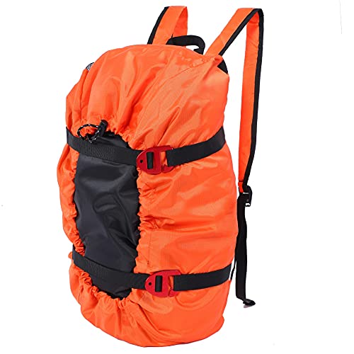 Rock Climbing Rope Bag portable Foldable climbing bag with Large Rope Tarp and Adjustable Shoulder Straps Waterproof Large Capacity Backpack ultralight Outdoor Hike Gear Equipment (orange)