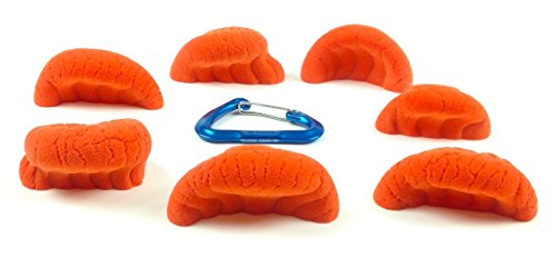 Atomik Rock Climbing Holds Set of 7 Bolt-On Dripstone Mini Jugs in Orange