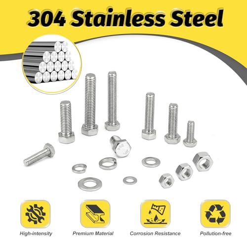 30 Sets 1/4-20 x 1 Bolt and Nut Set, Flat & Lock Washers Included, 120PCS | 304 Stainless Steel 1/4-20 Bolt, Precision Fasteners Mechanical Assembly Equipment Repair & DIY - size: 1/4-20x1" 30sets