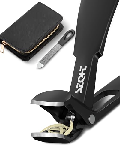 2025 Upgrade Angled Head Nail Clippers for Men, SZQHT Toenail Clippers for Seniors Thick Toenails, Large Toe nail Clippers with Catcher, Extra Wide Handle, Sharp Heavy Duty Stainless Steel Nail Cutter - style: Black