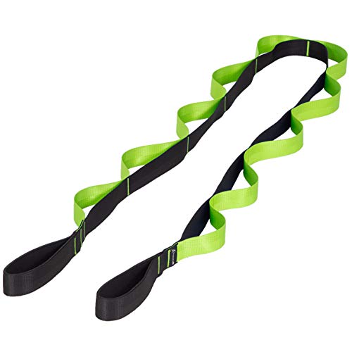 ProsourceFIt Multi-Loop Stretching Strap 8 Ft for Yoga, Pilates, Physical Therapy, Sports, Dance & Gymnastics to Improve Posture, Increase Flexibility and Mobility, 3 dual-toned colors available