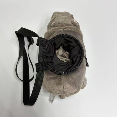 Fluffy Hippo Magnesium Chalk Pouch, Drawstring Sealed Climbing Bag with Adjustable Strap, Portable Bouldering Gear Novelty Gift for Rock Climbers