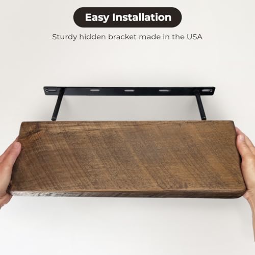 Reclaimed Wood Floating Shelves Real Thick Solid Wood Shelf Handmade - size: 24x6