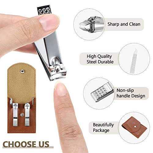 Lasnten 24 Set Valentine Manicure Set Bulk Nail Clippers Grooming Nail Kit Stainless Steel Professional Pedicure Tools Kit with Travel Case for Men Women Valentine's Day Gift(4 in 1,Brown) - color: Brown, size: 4 in 1
