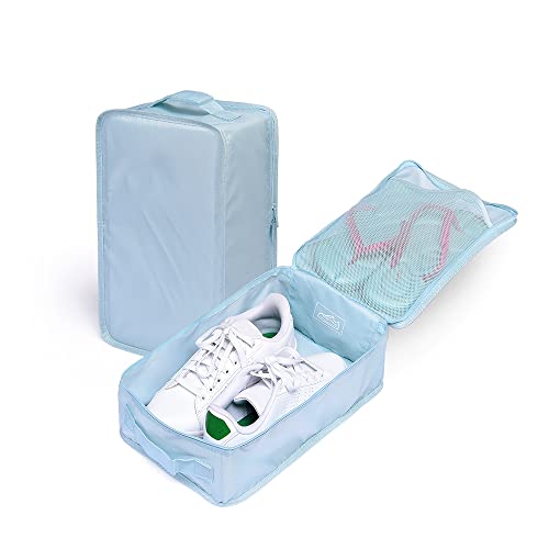 Travel Shoe Bags, Foldable Waterproof Shoe Pouches Organizer-Double Layer (4 Blue Shoe Bag) - color: Blue, size: 4 Packs