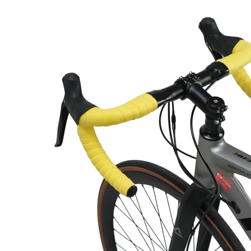 BD13 Bike Handlebar Tape, EVA Road Bike Bar Tape with Shock Absorbing Cushioning, Anti-Slip Bicycle Handlebar Wrap, Heavy-Duty Acrylic Double Sided Tape, (Yellow) - color: yellow