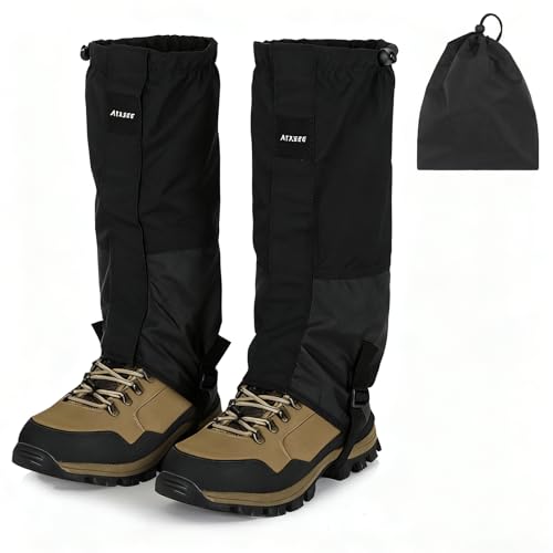 Waterproof Adjustable Hiking Gaiters for Men and Women, Snow Boots-Gaiters for Hiking in Hunting Sand Mud Mountain Climbing Snowshoeing - color: Black