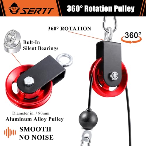 SERTT Cable Pulley Wheel for Home Gym Pulley System, Upgraded 90mm Aluminium Alloy Gym Pulley for Maximum 660LBS Load - color: Red, style: [2 Pack]