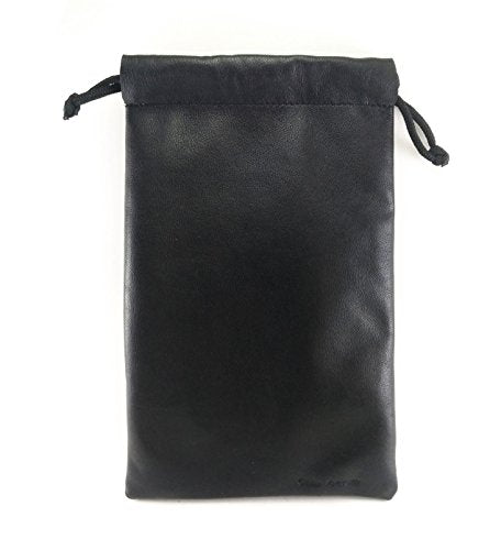 Multiple use Lambskin Leather Pouch with Drawstrings: (Black, 23 cm X 31 cm) - color: Black