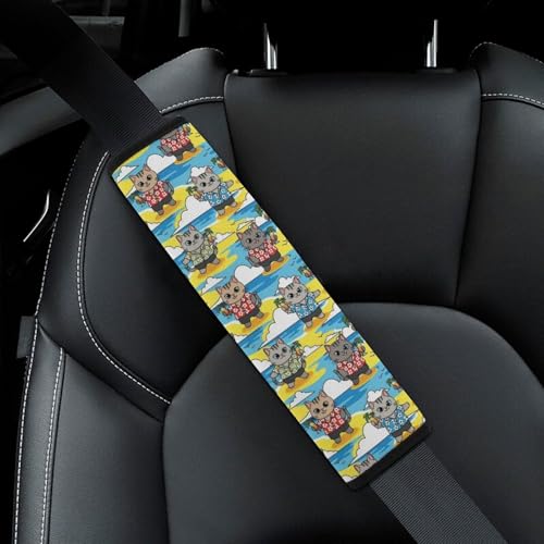 Universal Soft and Comfortable Beach Funny Cat Seat Belt Shoulder Pad for Girls and Boys, Most Cars, 2 Pack Seat Belt Covers Cushion Shock Absorption - color: Pattern 216