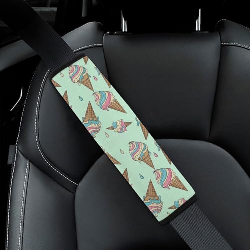 1 Pair Ice Cream Cones Colorful Seat Belt Shoulder Pad Soft Padded Seat Belt Cushion for Adult Use, Stroller Pushchair High Chair, Pressure Relief - color: Pattern 909