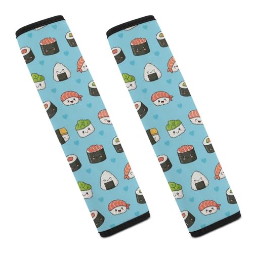 Universal Soft and Comfortable Car Seat Straps Shoulder Pads for Girls and Boys, Most Cars, 1 Pair Blue Sushi Harness Pads Strap Comfortable Driving - color: Pattern 207