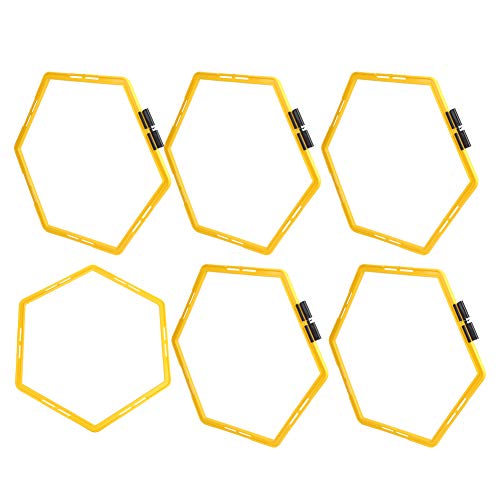RiToEasysports Agility Rings Set, 6PC Hexagonal Step Training Equipment with Quick-Connect Clips for Football Basketball Tennis Workouts