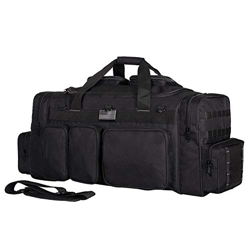 K-Cliffs Tactical Range Duffel Heavy Duty Large Gear Duffle Durable Quality Travel Sports Gym Equipment Bag Military Molle with Lockable Zippers with US Flag Patch 33 Inch Black - size: 33 Inch Black