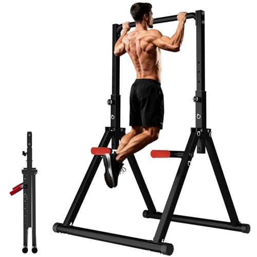 DOBESTS Power Tower Pull Up Bar Free Standing, Foldable Pull Up Station - color: Black Style 2 - Pull Up Bar