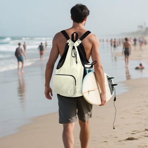 Light Yellow Mens Drawstring Bags Climbing Gym Bag with Water Bottle Pocket Cinch Bags Wet and Dry Separation
