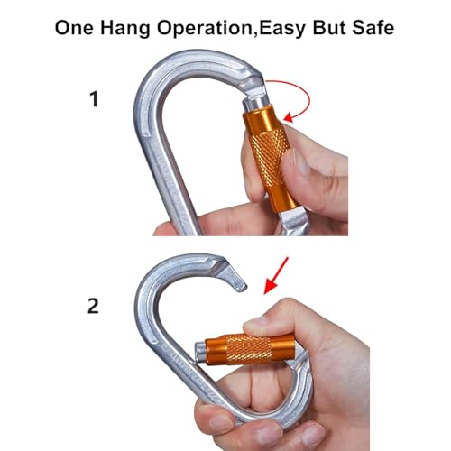 Auto Locking Rock Climbing Carabiner Clips, Heavy Duty Asymmetrical Carabiner Connector Used for Rappelling Rescue Outdoor Climbing, Mountaineer, Hammock, Camping - color: 22KN（4pack）