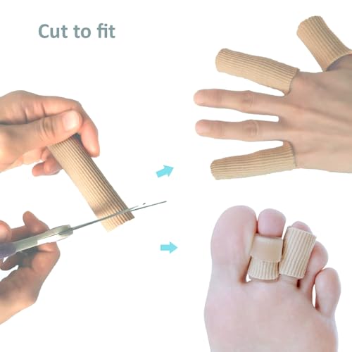 SOHLER 6 Packs Closed Toe Caps Finger Covers Sleeve Protectors, Elastic Fabric Lined with Soft Gel (Large 3/4"x 2-1/2") - size: Large 1"x 2-1/2"