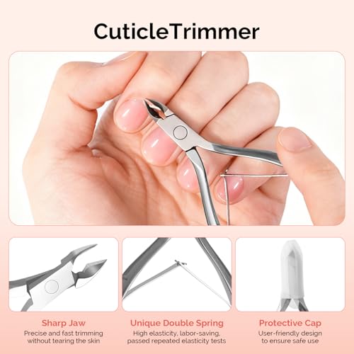 MelodySusie 14PCS Manicure Tools Kit Nail Care Set | Nail File,Cuticle Trimmer and Pusher,Mini Sandpaper,Nail Brush and Rose Cuticle Oil 25ML - size: 14Pcs Rose