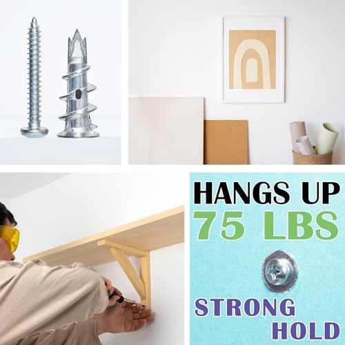 #8 Metal Zinc Self Drilling Hollow Metal Wall Anchors and Screws Kit | 10 No Pre Drill Hole Required Heavy Duty Drywall Anchors, 10 #8 x 1-1/4'' Screws for Drywall Hanging/Mounting-Hold Upto 75lbs - size: Silver Metal