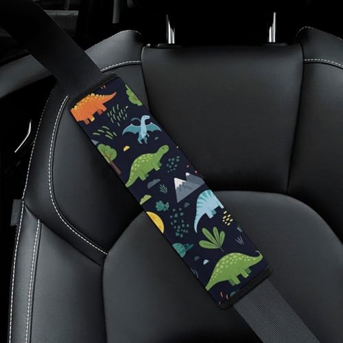2 Pack Cool Dinosaurs Seat Belt Cover Universal Fit Shoulder Protector for Adults and Children, Most Cars, Comfortable Driving - color: Pattern 906