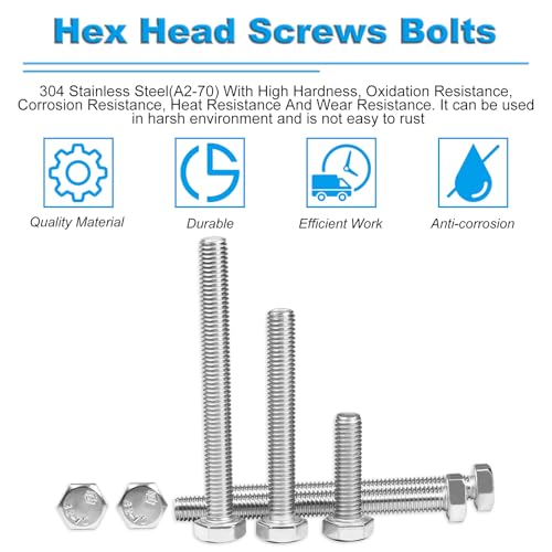 25 Pcs M8 Hex Bolts M8-1.25 x 25mm Hex Head Screw Bolt 304 Stainless Steel M8-1.25mm Hexagon Bolts Hex Head Screws, Metric Machine Fully Thread, Bright Finish - size: M8-1.25 x 25mm