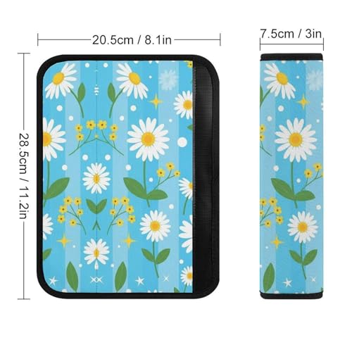 2 Pack Daisy Flowers Seat Belt Cover Universal Fit Seat Belt Cushion for Kids, Stroller Pushchair High Chair, Neck and Shoulder Support - color: Pattern 989