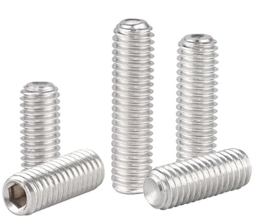 50Pcs M3-0.5 x 3mm Hex Socket Set Grub Screws,Headless Cup Point,Flat Point Grub Bolt,Internal Hex Drive,304 Stainless Steel,Headless Concave End,Metric External Thread,for Towel Rack Door Knob - size: M3-0.5 x 3mm(50)