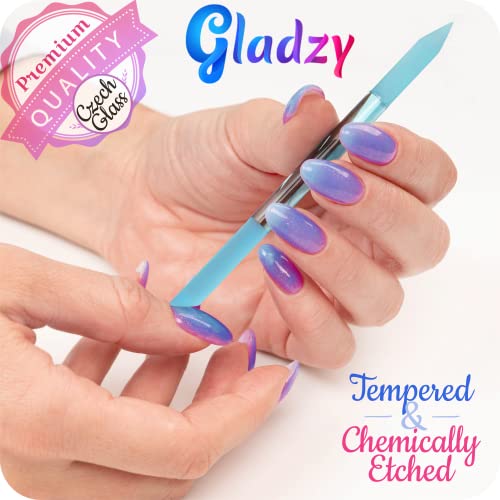GLADZY Genuine Czech Glass Nail File Set - Callus Remover Foot Rasp, Cuticle Pusher Manicure Stick, Double Sided Etched Different Grit Surface, Professional Nail Care Tool, Made in EU - color: All-in-one Set - Lemon Green