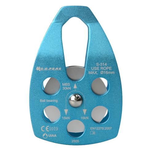 SEPEAK 30kN Large Rescue Pulley Sheave with Swing Plate CE UIAA, Portable Outdoor Climbing Pulley for Backyard Zipline,Fits Rope up to 16 mm/Holds Up to 6750lbs - color: Blue