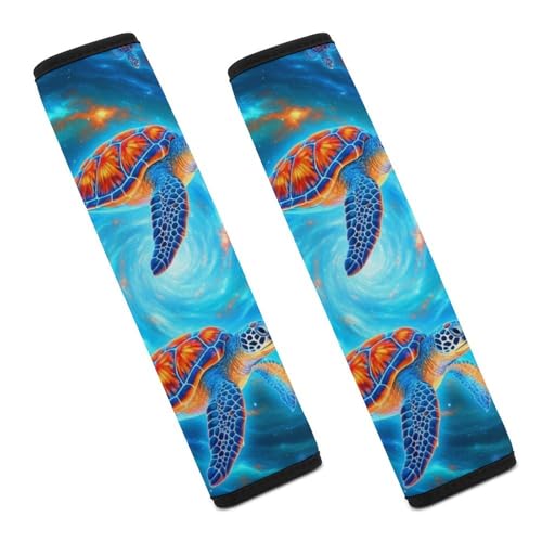 2 Pack Soft Padded Seat Belt Cover for Girls and Boys, All Vehicles, Nautical Coastal Ocean Sea Space Turtle Harness Pads Strap, Anti-Slip Pad - color: Pattern 392