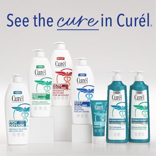 Curel Itch Defense Calming Body Lotion, Moisturizer for Dry, Itchy Skin, Body and Hand Lotion, with Advanced Ceramide Complex, Pro-Vitamin B5, Shea Butter, 13 Oz, Pack of 3 | Soothes Itchy Skin, Prevents Eczema Flare-Ups, Ceramide Moisturizer, Fragrance-F