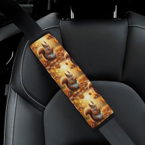 2PCS Squirrel Floral Animal Car Seat Belt Pad Universal Soft and Comfortable Harness Pads Strap for Kids, Car Seats Pushchair Strollers High Chair Pushchair - color: Pattern 997