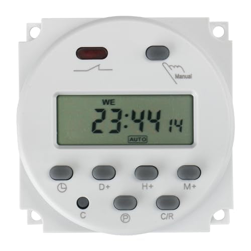 Baomain Time Switch Relay,Digital LCD Programmable Timer,12V DC/AC Input,200-250V 16A Output,28 Programs Daily/Weekly Schedule,CN101A for Lighting and Equipment Control - size: Timer without Cover