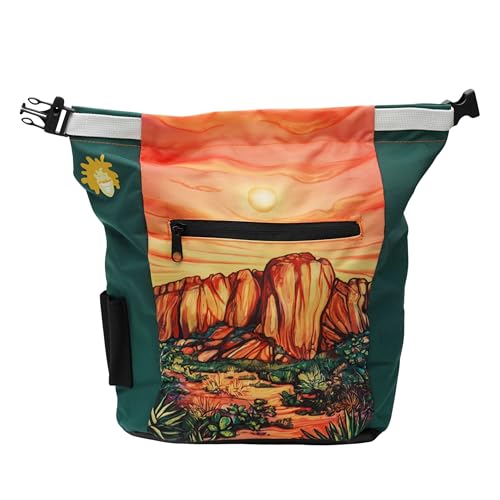 Rock Climbing Chalk Bucket | for Bouldering Gym & Outdoor Use | Durable Hook & Loop Closure, 2 Zippered Pockets, Easy-Carry Handle - style: Hueco Tanks