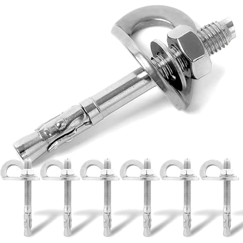 Climbing Holds Anchor Set - 6 PCS - Stainless Steel Bolt Hanger and Bolt Heavy Duty Climbing Holds Weight 2500KG for Indoor Outdoor Climb Train - size: 12MM