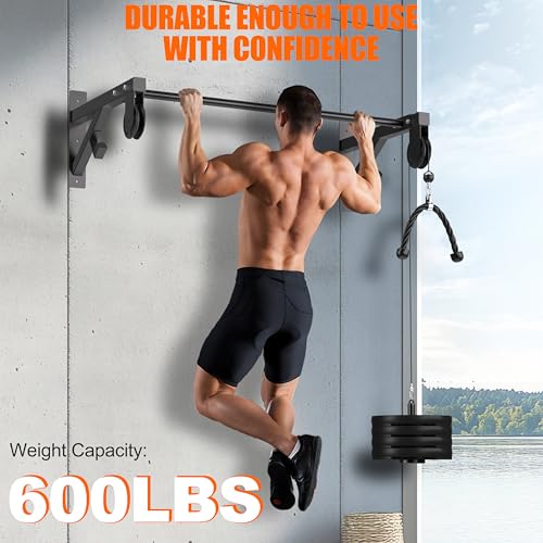 Pull Up Bar Wall Mounted, Heavy Duty 650 lbs Capacity Chin Up Bar, 48" Multi-Grip Strength Training Pull-up Bars, for Home Gym Garage/Backyard Total Body Workout, Ease Of Use Mounting - color: Black01