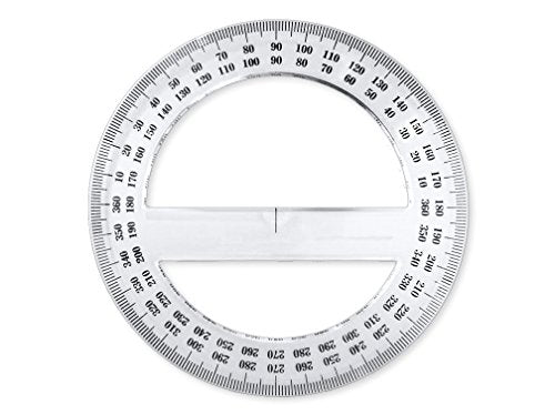 Pack of 24, 360-degree Protractor, 12.5cm (4.92") Diameter, Crystal Clear