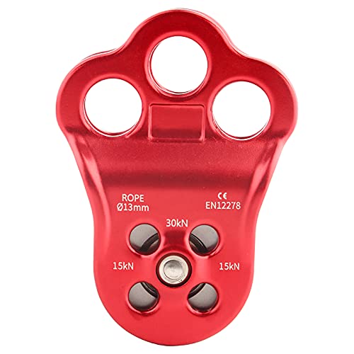 Keenso Climbing Pulley, High Strength Outdoor Tool, Three Hole Single Pulley for Mountaineering, Rock Climbing, and Home Use