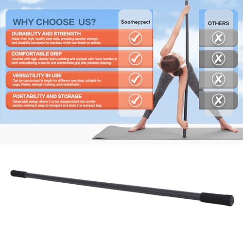 Yoga Stick, Upgraded Sturdy Steel Mobility Stick, Adjustable Exercise Equipment,4 Rods Adjustable Stretching 30 45 60 inches for Flexibility Balance Training