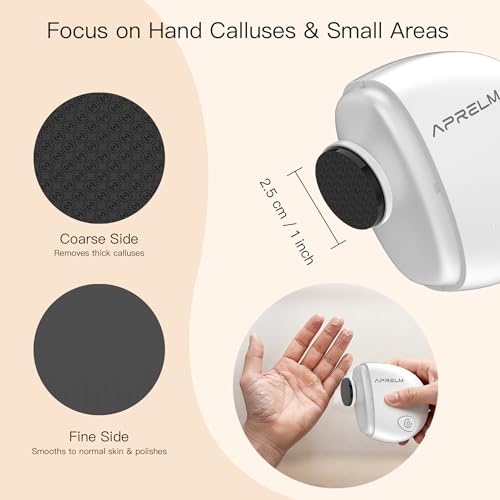 AprElm Portable Electric Hand & Foot Callus Remover with 2 Glass Grinding Heads, Rechargeable 800RPM Mini Electric Hand & Foot File for Travel Outdoors Climbers Gym Athletes (E9 Pearl White) - color: Pearl White