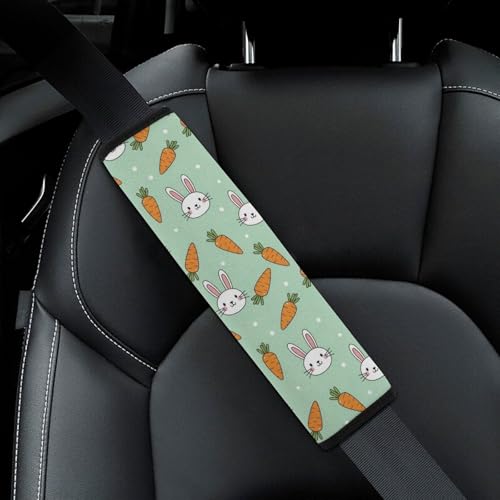 2PCS Cartoon Rabbit Cute Bunny Carrot Car Seat Belt Pad Universal Fit Seat Belt Covers Cushion for Kids, Car Seats Pushchair Strollers High Chair Pushchair, Easy Install (No Tool) - color: Pattern 903