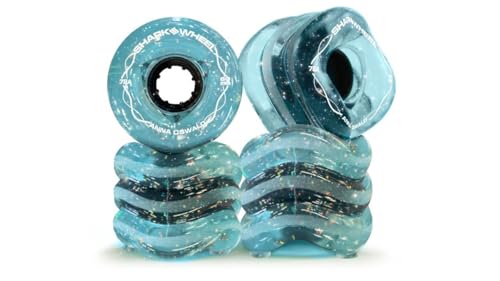Shark Wheel 60 mm 78a Skateboard Wheels | California Roll | 4-Pack - color: Transparent Blue/Gray with Glitter