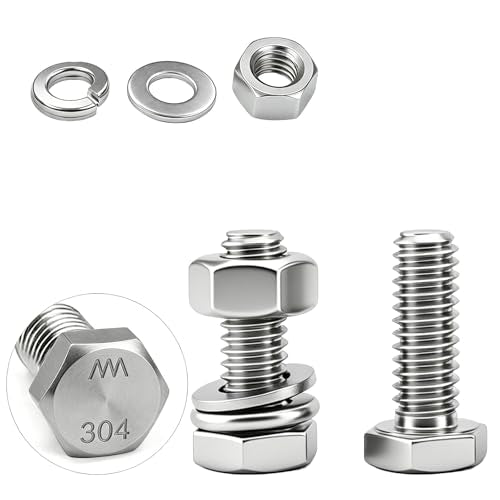 30 Sets 3/8-16x5 Bolt and Nut Set, Flat & Lock Washers Included,120PCS | 304 Stainless Steel 3/8-16 Bolt, Precision Fasteners Mechanical Assembly Equipment Repair & DIY - size: 1/4-20x5/8" 30sets